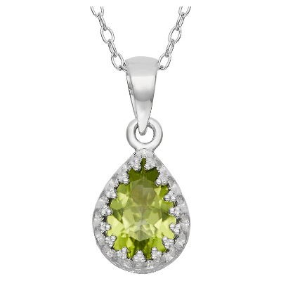 Pear-Cut Peridot Crown Pendant in Sterling Silver