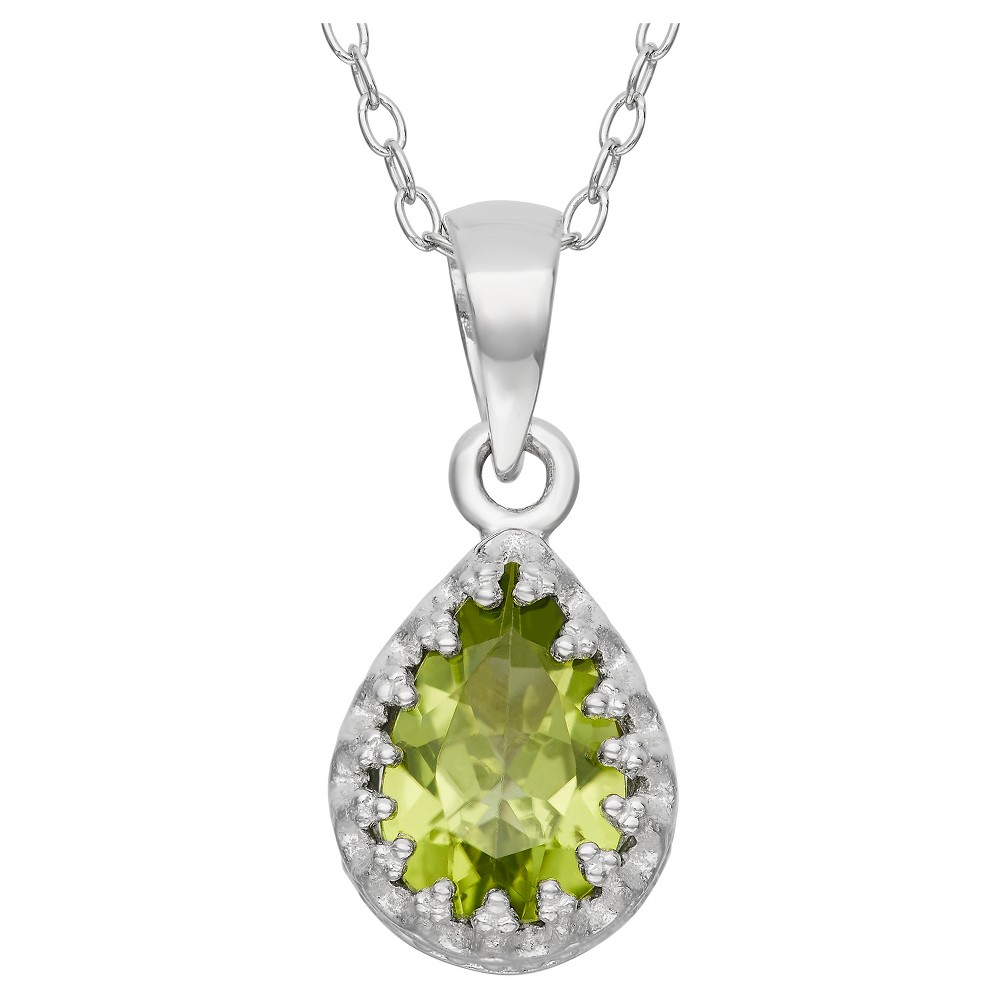 Photos - Pendant / Choker Necklace Pear-Cut Peridot Crown Pendant in Sterling Silver green