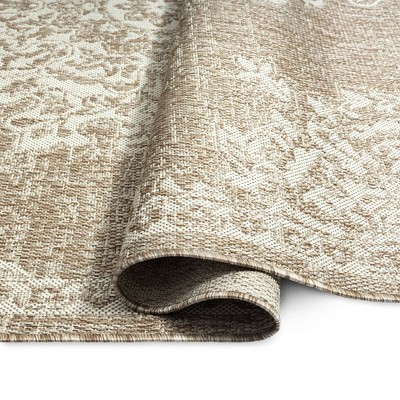 Taupe & Ivory Bohemian Medallion 6' x 9' Indoor/Outdoor Area Rug
