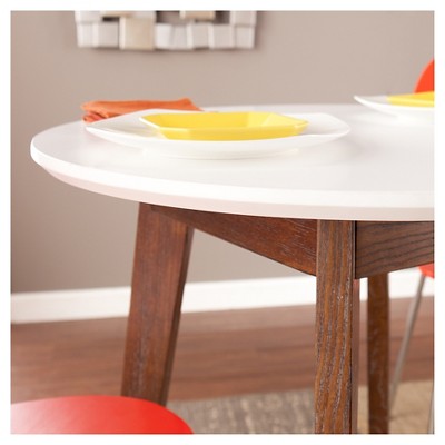 Oden Round White and Burnt Oak Wood Dining Table