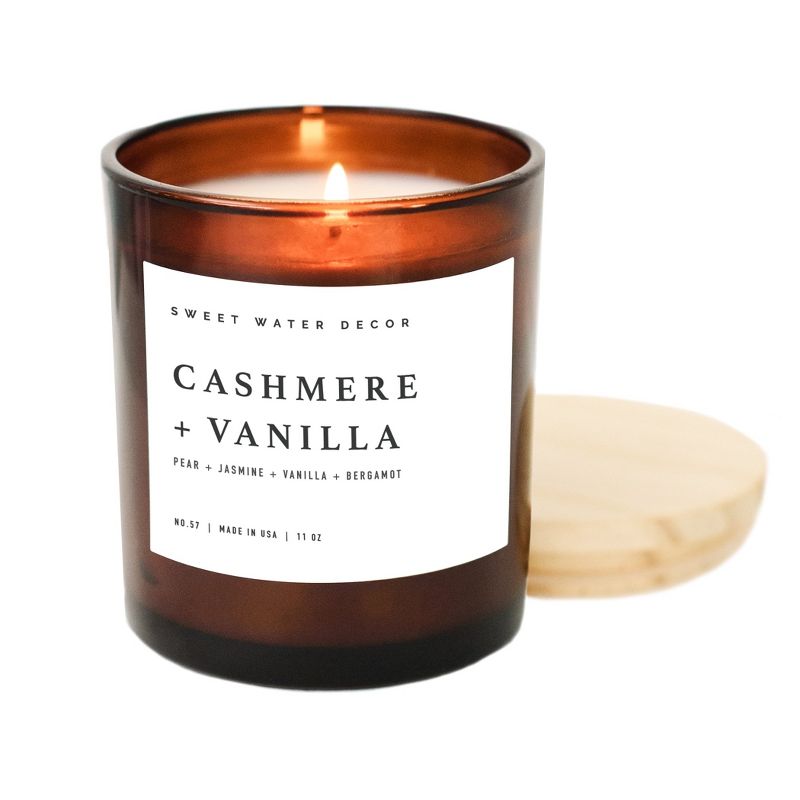 Sweet Water Decor Cashmere and Vanilla 11oz Amber Jar Candle, 1 of 4