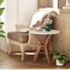 JIONJOY Distressed Wood Side Table with Crisscross Base - Farmhouse Round End Table with White Top for Living Room, Office - 2 of 4