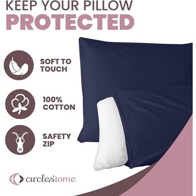 Navy King Hypoallergenic Cotton Pillow Protectors with Zipper - Set of 4