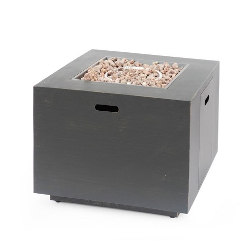 Wellington 33" Square Iron Gas Fire Pit: Push Button Ignitor, Weather-Resistant - Christopher Knight Home - image 1 of 4