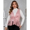 Whizmax Women's Plus Size Fringe Vest Faux Suede Rivets Sleeveless Tassel Jacket - 4 of 4