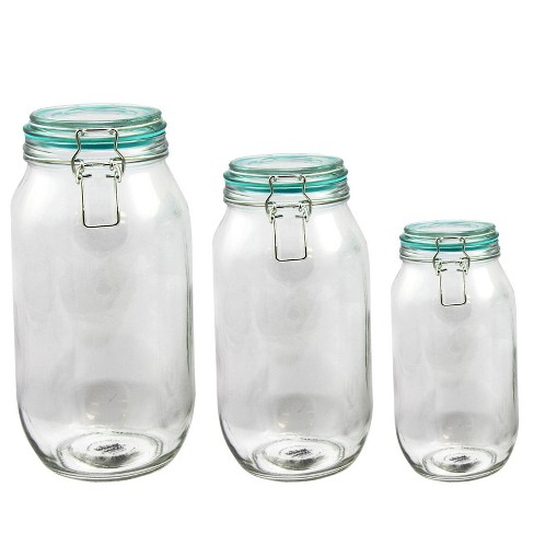 Gibson Home 3pc Glass Hollydale Preserving And Storage Jar Set Target