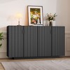CAVINAS 4-Door Sideboard Cabinet with Striped Grooved Finish & Adjustable Shelves,Wooden Buffet Cabinet with Storage for Kitchen,Dining Room - 2 of 4