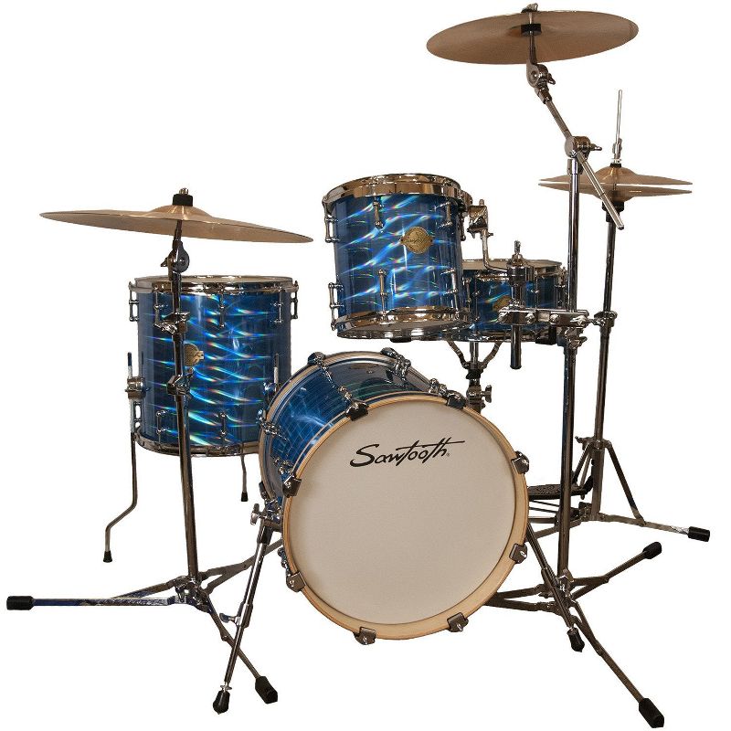 Sawtooth Command Series 4-Piece Drum Shell Pack with 16" Bass Drum, Blue Mirror Metallic, 1 of 2
