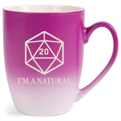 100 North Dice 10 Ounce Pink and White Two Toned Ombre, Comfortably Fits Your Hands, Ceramic Tea Coffee Cup Mug, I'm A Natural