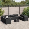 vidaXL 10 Piece Patio Lounge Set - Cushions, Black Poly Rattan - Outdoor/Deck/Garden Furniture - Modular Design with Tempered Glass Table - 2 of 4