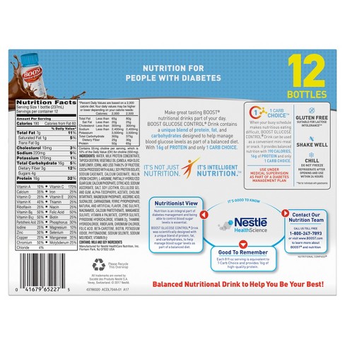 Boost Glucose Control Nutrition Label – Runners High Nutrition