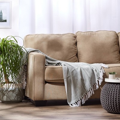 Artichoke Herringbone 100% Cotton 50x60 Throw with Fringe