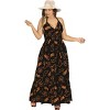 HAPPY BAY Women's Beach Vintage Halloween Costumes Boo Party Halter Neck Maxi Frill Dress Flowy Elastic Waist Dresses for Women S-M Scary, Black Ghost - 2 of 4