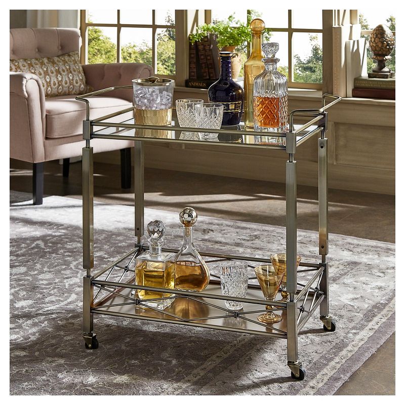 Evelyn Metal and Glass Bar Cart Antique Brass - Inspire Q, 6 of 7