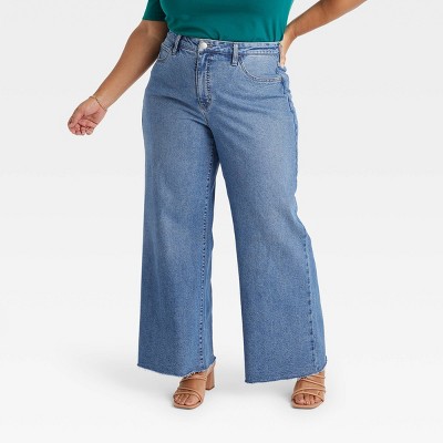 Women's High-rise Wide Leg Jeans - Ava & Viv™ Dark Wash 18 : Target