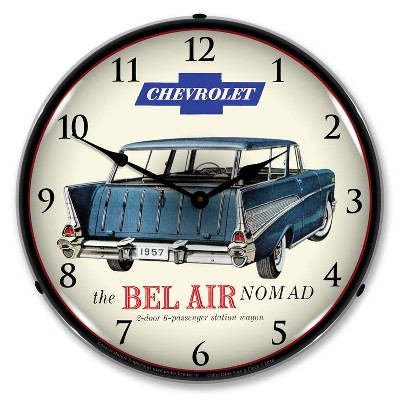 Collectable Sign & Clock | 1957 Chevrolet Bel Air Nomad LED Wall Clock Retro/Vintage, Lighted