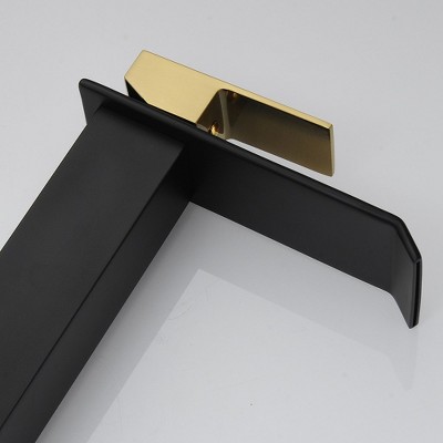 Matte Black and Gold Single Handle Vessel Sink Faucet