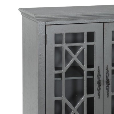 Eliza Antique Gray Wood and Glass Sideboard Cabinet