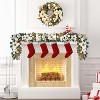 CuisinSmart 6ft Lighted Christmas Garland, Artificial Rattan White Flower Xmas Garland Decorations, Champagne - 2 of 4