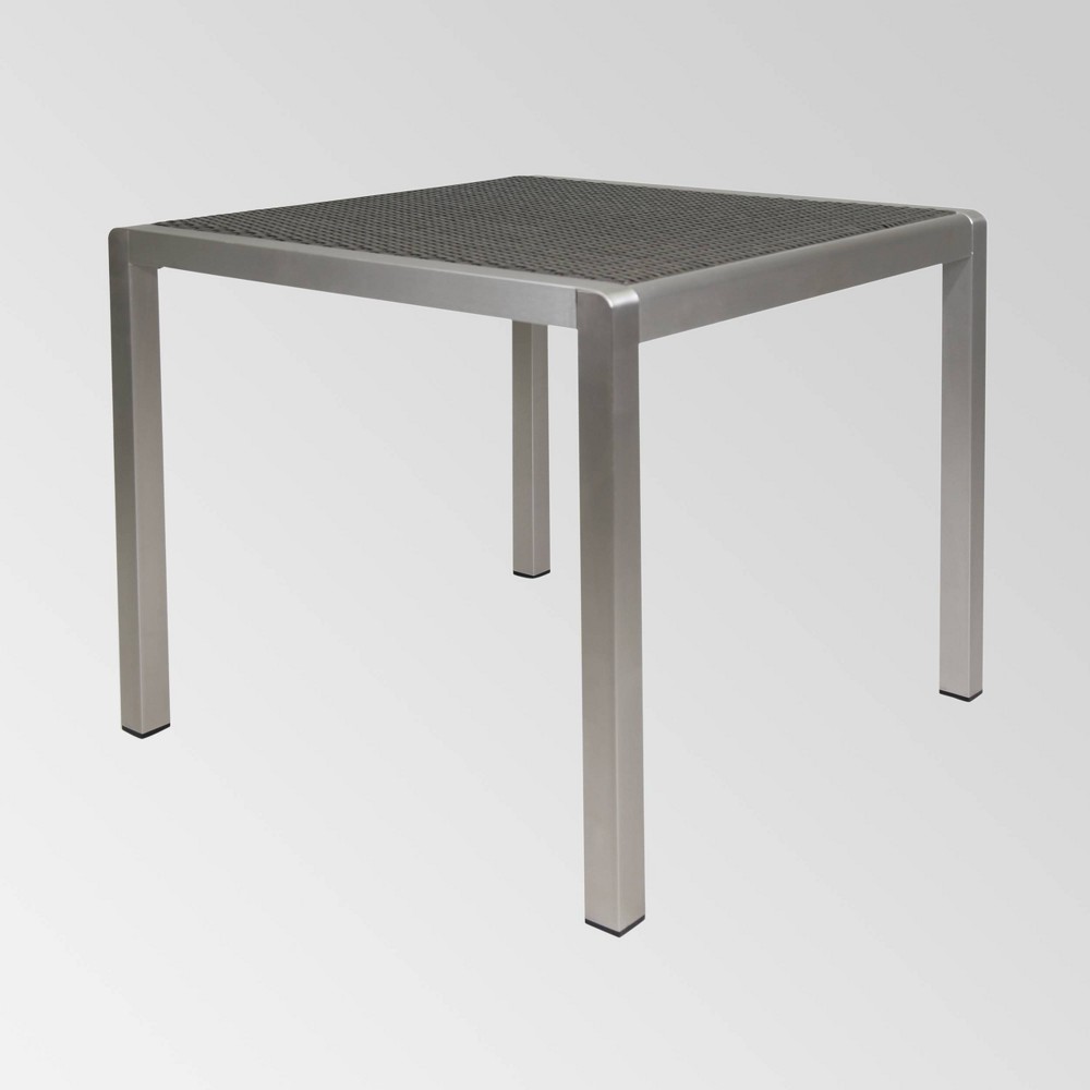 Photos - Garden Furniture Cape Coral Square Aluminum Dining Table - Silver/Gray - Christopher Knight