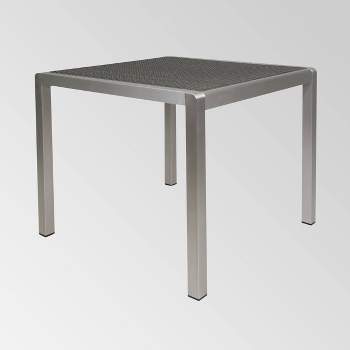 Cape Coral Square Aluminum Dining Table - Silver/Gray - Christopher Knight Home