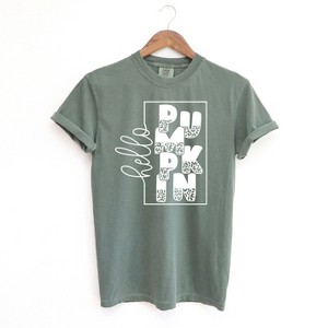 Simply Sage Market Women's Hello Pumpkin Square Short Sleeve Garment Dyed Tee - 1 of 4