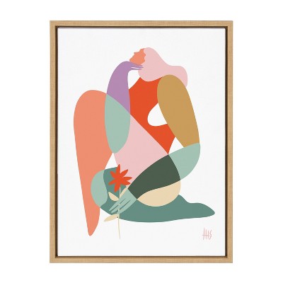 18" x 24" Sylvie My Body by Maggie Stephenson Framed Wall Canvas Natural - Kate & Laurel All Things Decor