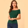 INSPIRE CHIC Women's Short Sleeves Off The Shoulder Stretchy Fabric Solid Crop Top - 2 of 4