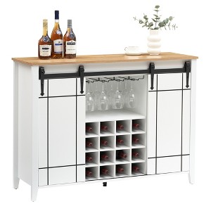 Wine Cabinet with Storage, with Sliding Barn Door, Buffet Sideboard Cabinet with 16 Bottle Wine Rack for Dining, Coffee Bar Cabinet for Dining Room - 1 of 4