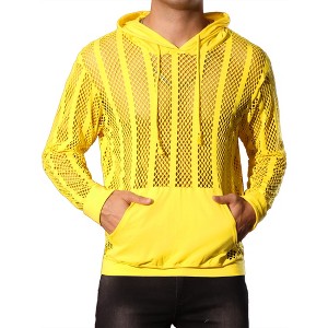 Lars Amadeus Men's Long Sleeves See Through Striped Hoodie Pullover Shirts - 1 of 4