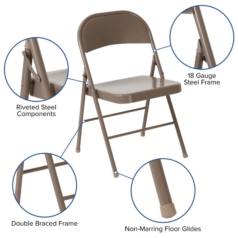 Flash Furniture 4 Pack HERCULES Series Double Braced Metal Folding Chair, 5 of 13