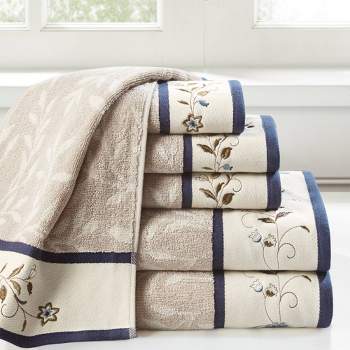 6pc Monroe Embroidered Cotton Jacquard Towel Set - Madison Park