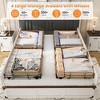 Upholstered Platform Bed Frame with Bookcase Storage Headboard and 4 Drawers, Antique White - 4 of 4
