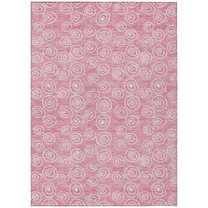 Pink And Ivory Geometric Washable Indoor Outdoor Area Rug - 1 of 4