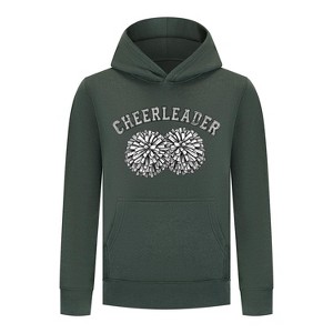 Everyday Kids Cheerleader Girls Pullover Hoodie – Pom Pom Sketch Graphic Sweatshirt - 1 of 4