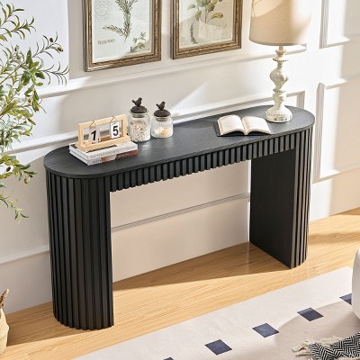 59.05'' Modern Console Table,Wood Decorative Entryway Table With Drawers,Sofa Table For Hallway Living Room Foyer-Cuddlewood