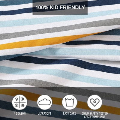 Full Vivid Stripe Polyester Microfiber Kids Sheet Set