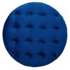 BirdRock Home Tufted Round Ottoman - Velvet Foot Stool - Navy - 2 of 4