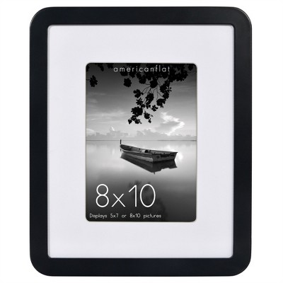 Americanflat Curved Corner Photo Frame With Mat & Shatter-Resistant Glass - Black
