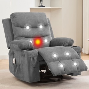 360 Swivel Nursery Recliner - Oversized Rocking Chair with Massage and Heat Recliner for Small Spaces, Nursery Bedroom Living Room Reclining Chairs - 1 of 4