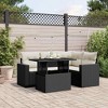 vidaXL 5 Piece Patio Sofa Set with Cushions Black and Cream Poly Rattan - Without Storage - 2 of 4