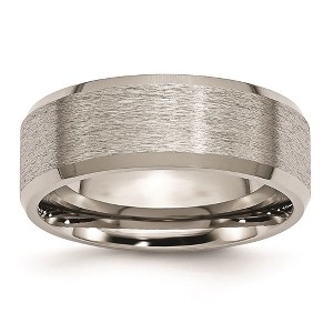 Black Bow Jewelry Titanium Beveled Edge 8mm Brushed Standard Fit Band - 1 of 4