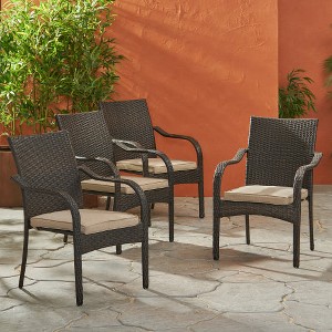 Outdoor Wicker Chairs, CHRBRN KD, 4pcs - 1 of 4