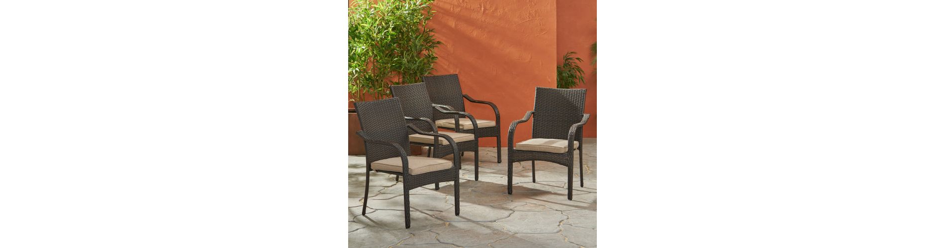 Outdoor Wicker Chairs, CHRBRN KD, 4pcs