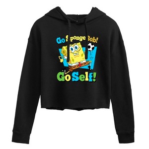 Women's - SpongeBob SquarePants - Go Spongebob Go Self Cropped Graphic Hoodie - 1 of 4