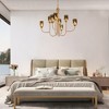 LNC Euniecstasy 8-Lights 38" Modern  Luxury Candlestick Glass Integrated LED Chandelier, Gold - 2 of 4