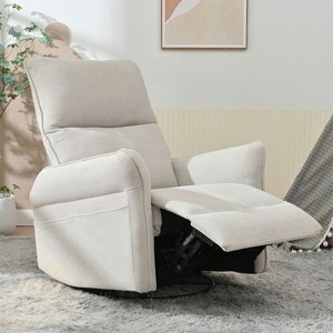 PAGED Modern 360 Degree Swivel Recliner Chair, PU Leather Rocking Chair with Side Pocket, Comfy Accent Chair for Bedroom, Living Room - 1 of 4