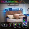 Bed Frame with Charging Station and LED Lights, Metal Platform Bed Frame with Storage Headboard and 4 Drawers, Heavy Duty, No Box Spring Needed, Brown - 3 of 4