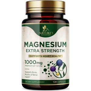 Magnesium Pills Extra Strength 1000mg - Bone, Muscle, Heart Support - Non GMO - 60 Capsules;120 Capsules;180 Capsules;240 Capsules - 1 of 4