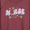 Women's - Instant Message - Nurse Flowers Lightweight French Terry Wide Neck Long Sleeve Graphic Shirt - 2 of 4
